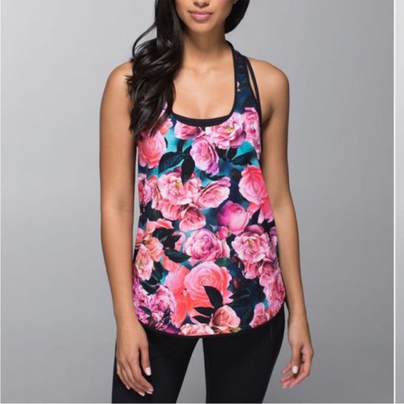 lululemon athletica Tops - Lululemon Coastal Tank Secret Garden / Black 2